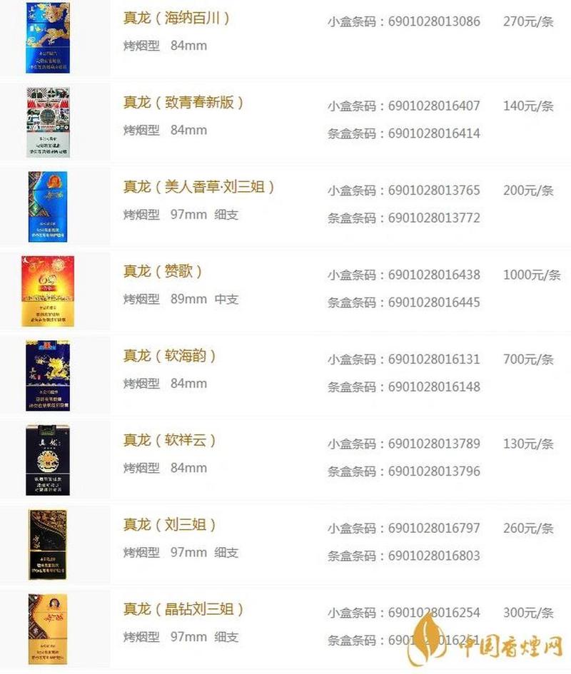 正品真龙香烟多少钱【真龙香烟真品】
